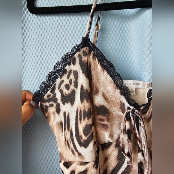 NWT - Long Mesh Animal Print Maxi Dress with Black Lace- Lined - Size Small - Picture 11 of 11